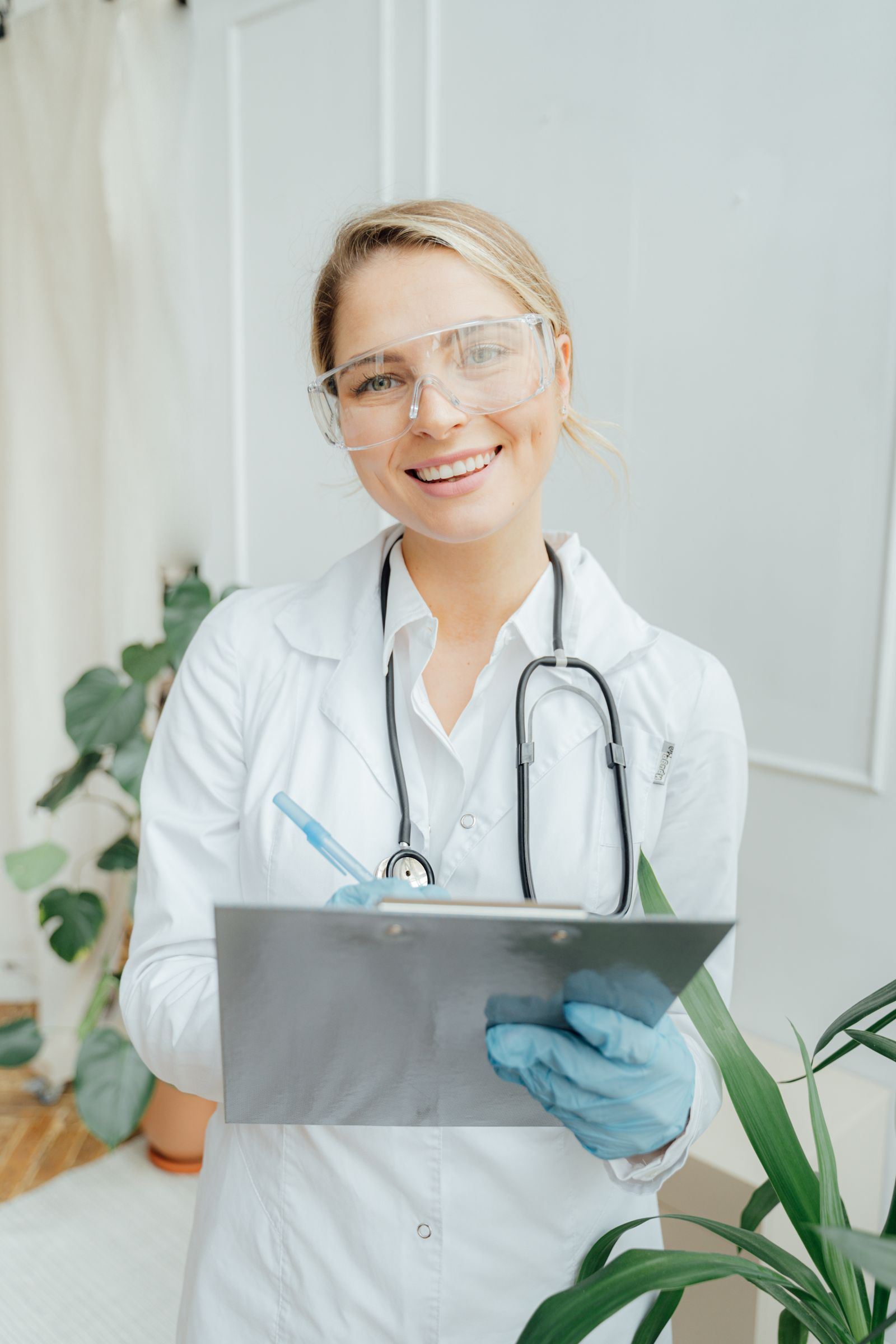 Smiling dentist in a bright modern Zurich clinic
