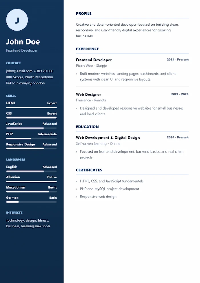 CV Template 1